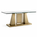 Rechteckiger Esstisch aus Glas und Metall, Gold/Transparent, 200 x 100 x 76 cm, modernes geometrisches Design