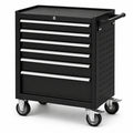 Mobiler Werkzeugwagen aus Stahl mit 6 Schubladen und 4 Lenkrollen, 77 x 46 x 97 cm, Schwarz/Silber