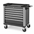 Mobiler Werkzeugwagen aus Stahl mit 6 abschließbaren Schubladen, Schwarz/Silber, 84 x 46 x 90 cm