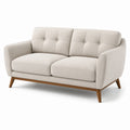 Modernes Zweisitzer-Sofa 180 x 85 x 83 cm, Beige mit braunen Holzfüßen