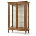 Klassischer Vitrinenschrank aus Holz und Glas, Braun, 110 x 42 x 190 cm, 2 Glastüren und 3 Glasböden