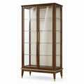 Vitrinenschrank aus Holzwerkstoff und Glas, Dunkelbraun/Transparent/Goldfarben, 100 x 42 x 190 cm