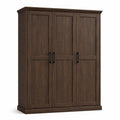 Dreitüriger Kleiderschrank aus Holzwerkstoff, Dunkelbraun/Schwarz, 150 x 55 x 200 cm