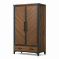 Kleiderschrank aus Holzwerkstoff und Metall mit 2 Türen und 1 Schublade, Braun/Schwarz, 100 x 50 x 190 cm